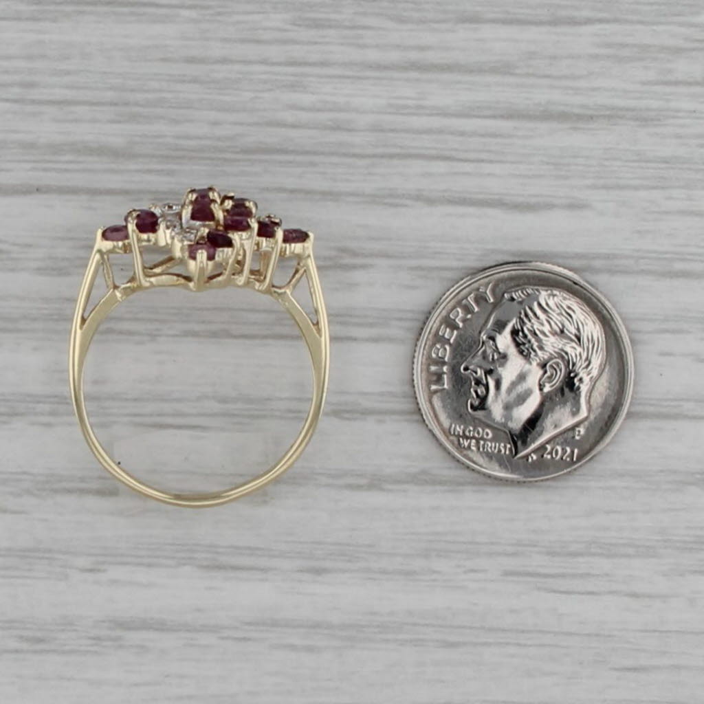 1.24ctw Pink Sapphire Diamond Cluster Ring 10k Yellow Gold Size 8