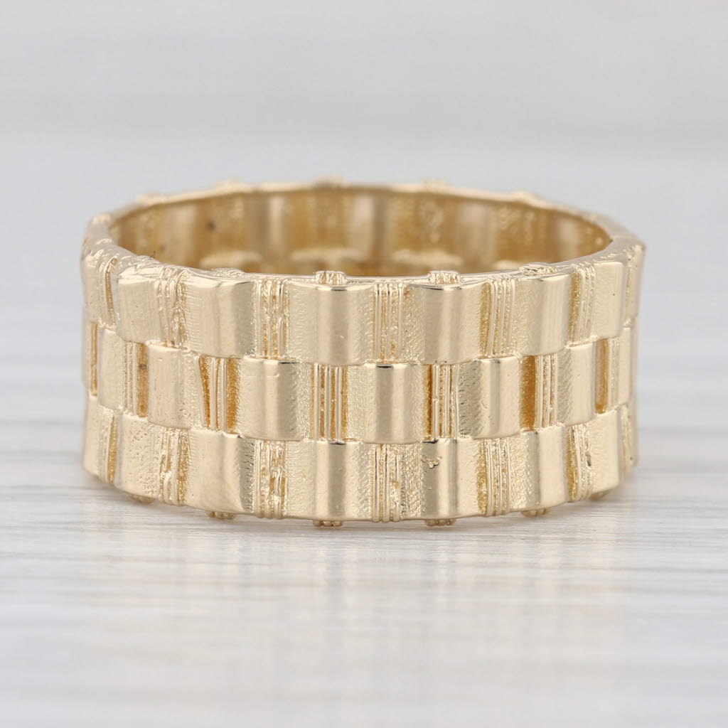 Basket Weave Band 14k Yellow Gold 8.8 mm Size 8 Ring