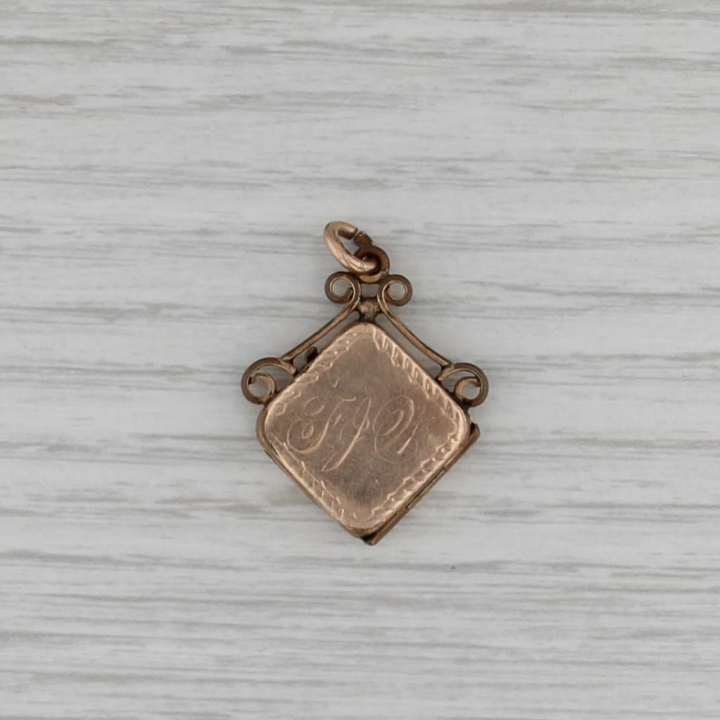 Victorian Engraved Locket Pendant Fob Gold Filled Antique
