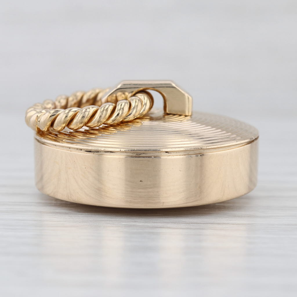 Vintage Cartier Round Pill Trinket Box 14k Yellow Gold Fluted Pattern