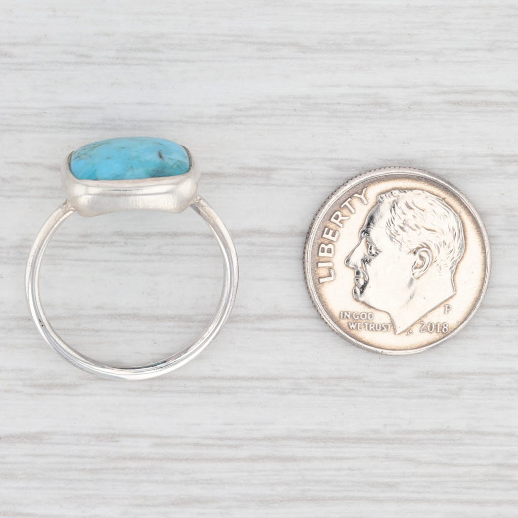 New Nina Wynn Turquoise Ring Sterling Silver Size 7 Marbled Solitaire