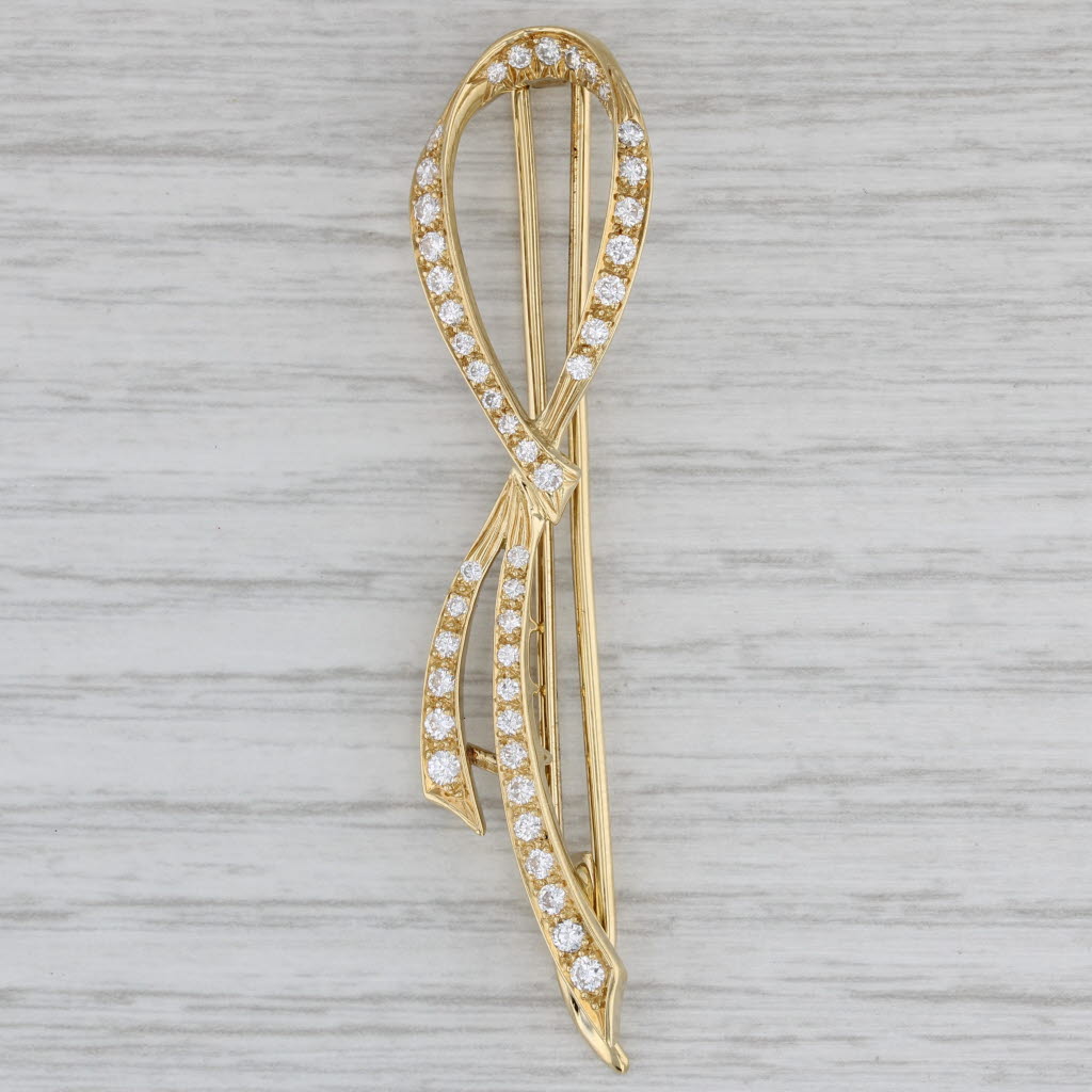 Gray 0.78ctw Diamond Ribbon Hair Barrette 18k Yellow Gold Hair Jewelry