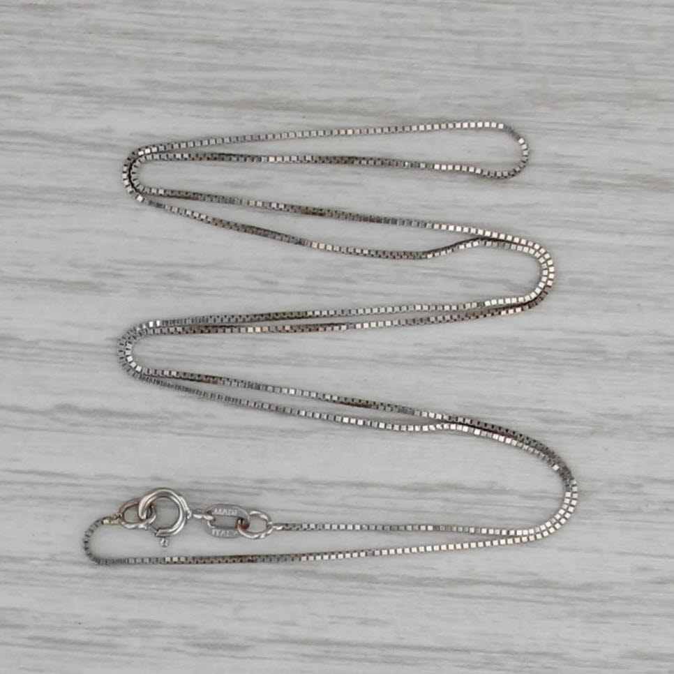 Box Chain Necklace 14k White Gold 16.25" 0.5mm