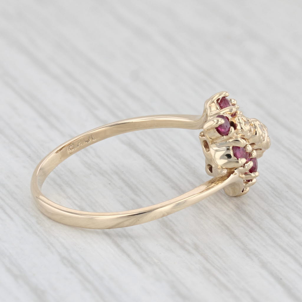 Light Gray 0.62ctw Ruby Diamond Cluster Ring 10k Yellow Gold Size 7.5 Bypass