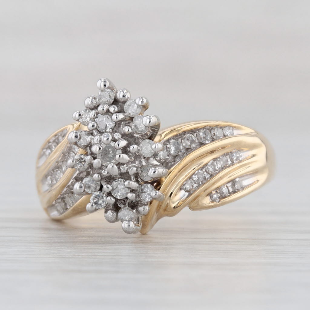 Light Gray 0.40ctw Diamond Cluster Ring 10k Yellow Gold Size 9.25 Cocktail