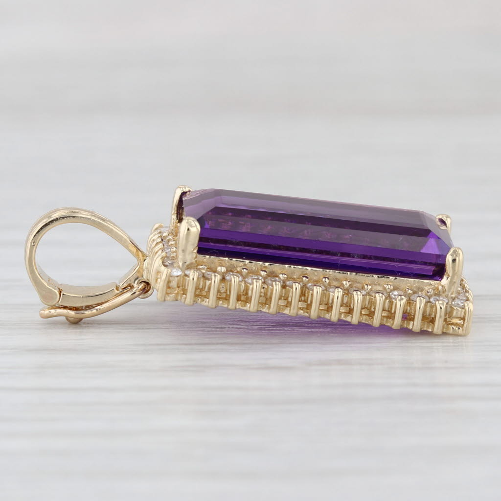 10.65ctw Amethyst Diamond Halo Enhancer Pendant 14k Yellow Gold