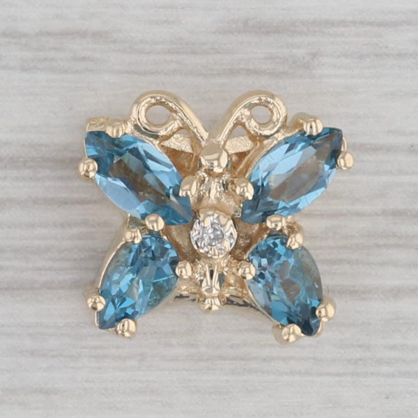 Richard Klein Blue Topaz Diamond Butterfly Slide Bracelet Charm 14k Gold Vintage
