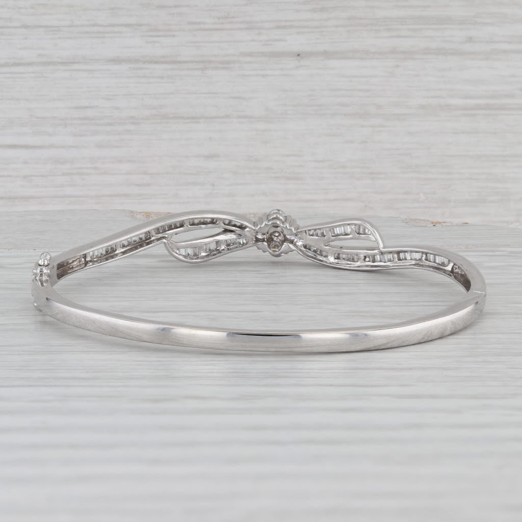 Gray 0.81ctw Diamond Bow Bangle Bracelet 18k White Gold 6"