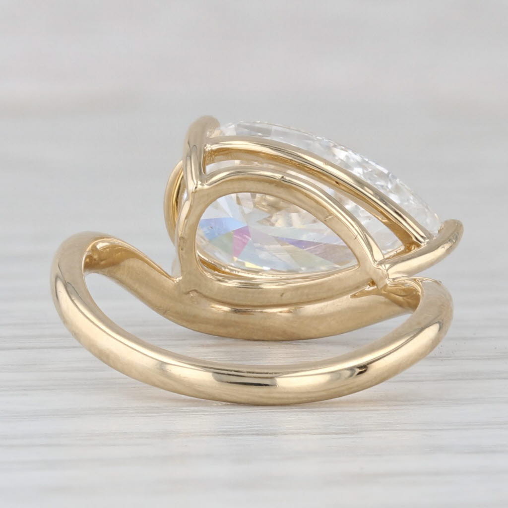 Light Gray Lab Grown Pear Diamond Solitaire Engagement Ring 14k Yellow Gold Size 6.25 IGI