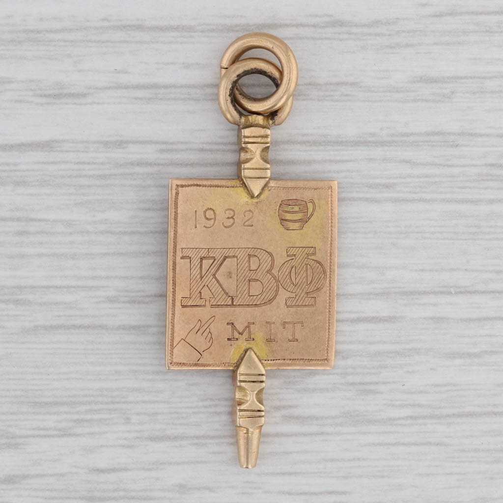 Gray Kappa Beta Phi Key Fob 10k Gold Fraternity Secret Society Pendant