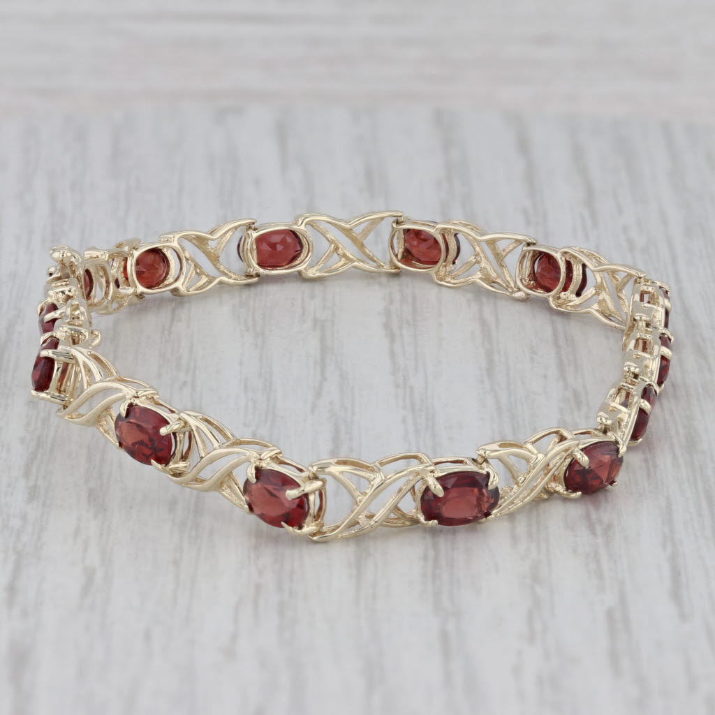 Gray 8ctw Garnet Tennis Bracelet 10k Yellow Gold 6.75" 5.6mm