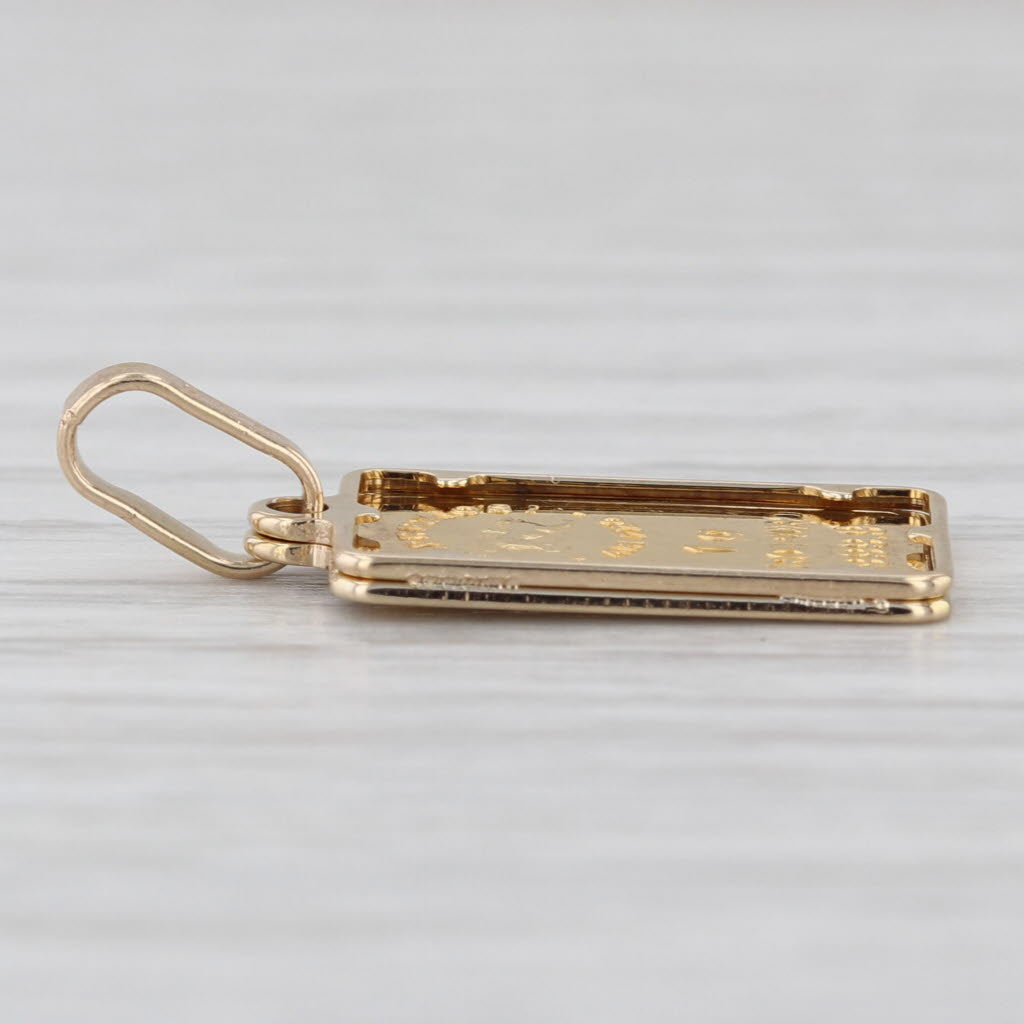 Italpreziosi Arrezzo 1g Oro Puro 999.9 Gold Bar Pendant 14k Bezel Charm