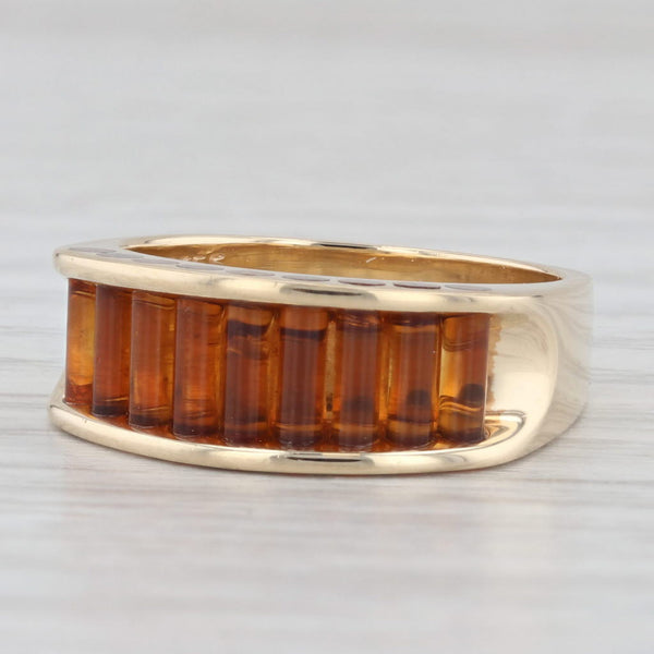 Channel Set Orange Citrine Ring 14k Yellow Gold Size 6.75