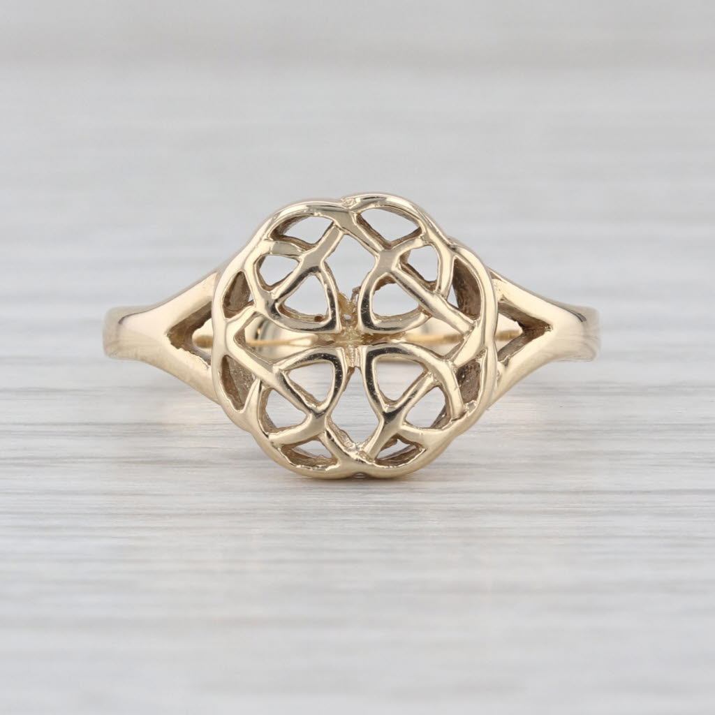 Vintage Celtic Knot Ring 9k Yellow Gold Size 8.25 British Hallmarks