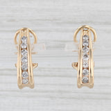 Light Gray 0.40ctw Diamond Journey J-Hook Earrings 14k Yellow Gold Omega Back Drops
