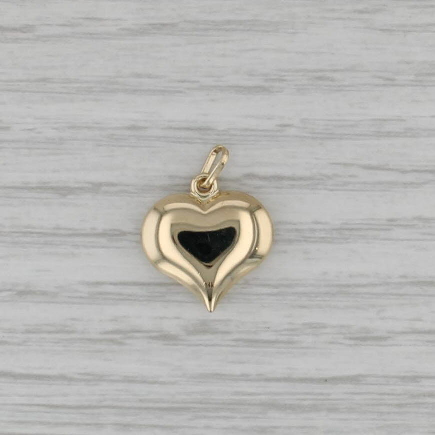 Crosshatch Pattern Puffy Heart Pendant 14k Yellow Gold Small Charm