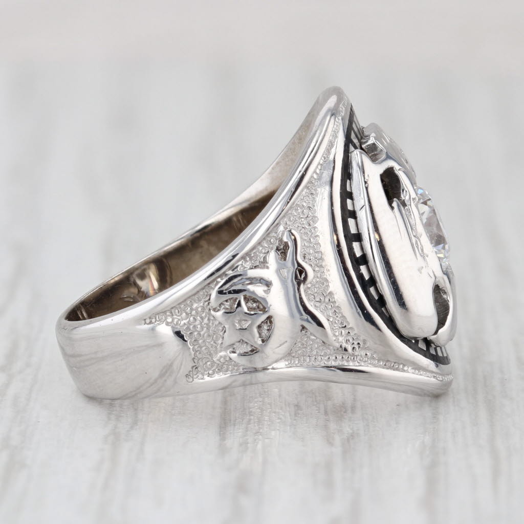 Antique Masonic Scottish Rite Ring 14k Gold Cubic Zirconia Shriners 32nd Degree