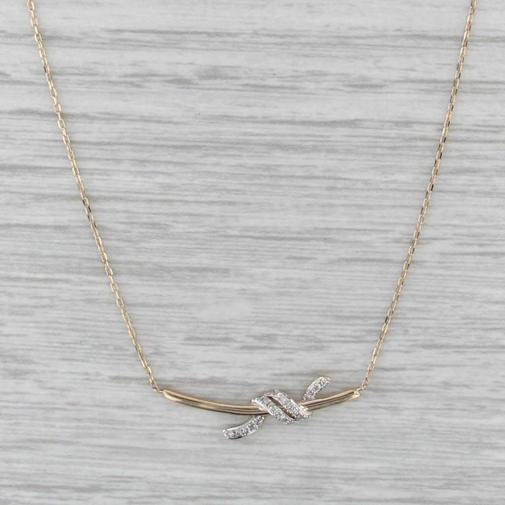 Diamond Knot Necklace 14k Yellow Gold 18-20" Cable Chain