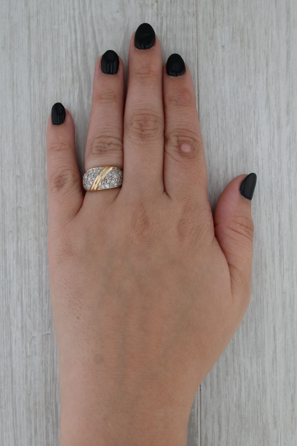 0.80ctw Pave Diamond Domed Ring 14k Yellow Gold Size 6.25-6.5