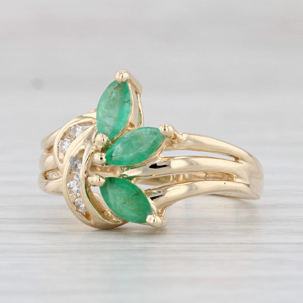 Light Gray 0.63ctw 3-Stone Emerald Diamond Ring 14k Yellow Gold Size 6.5