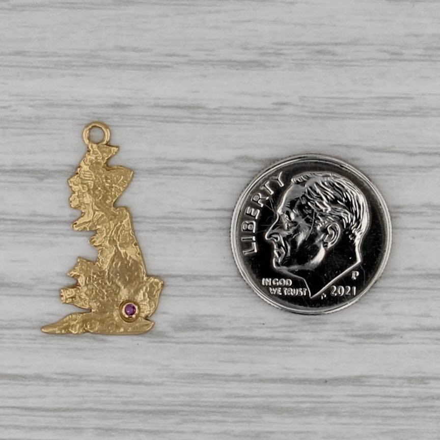 Vintage Ruby Gold Nugget Pendant 18k Yellow Gold London