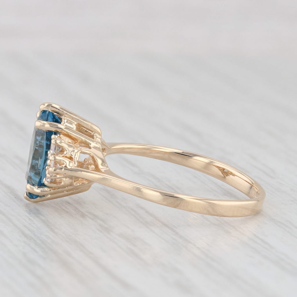 Light Gray 1.39ctw Marquise London Blue Topaz Diamond Ring 14k Yellow Gold Size 6.5