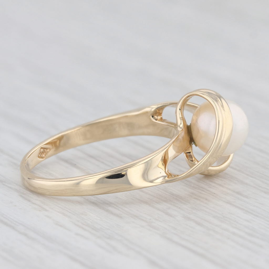 Light Gray Cultured Pearl Solitaire Ring 10k Yellow Gold Size 7.25