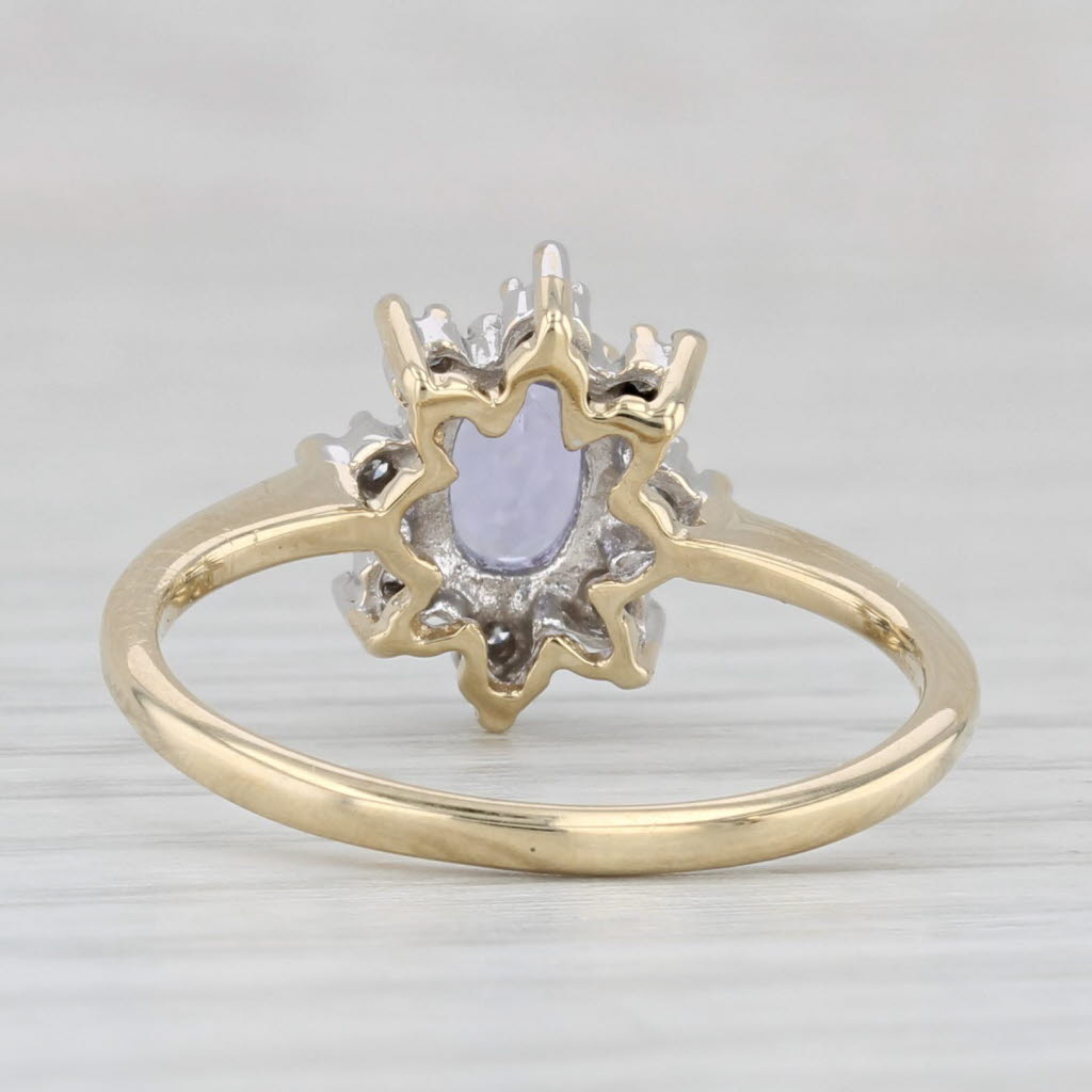 Light Gray 0.54ctw Oval Tanzanite Diamond Halo Ring 10k Yellow Gold Size 6.75 Engagement