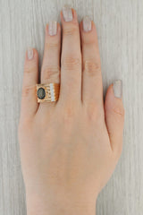 Vintage Black Star Sapphire Diamond Ring 18k Rose Gold Size 10.75 Men's
