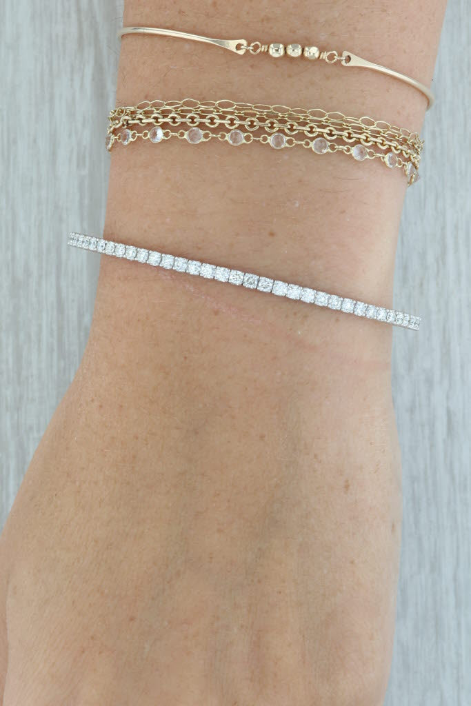 Rosy Brown New 1.95ctw Diamond Flexible Bangle Tennis Bracelet 14k White Gold 6.75"