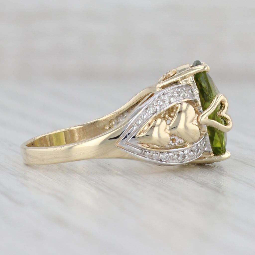 Gray 5.57ctw Oval Peridot Diamond Ring 14k Yellow Gold Sz 7.75 Cocktail Heart Accents