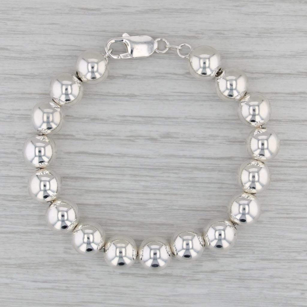 Bead Chain Bracelet Sterling Silver 7" 10mm