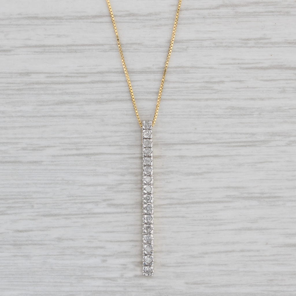 Gray 0.25ctw Diamond Journey Pendant 10k Yellow Gold 18.75" Box Chain