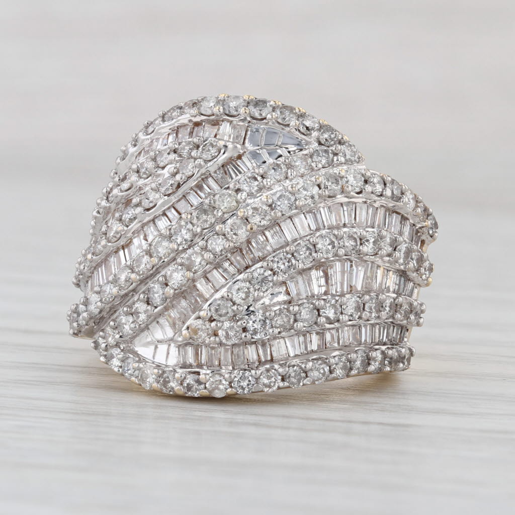4.20ctw Diamond Cocktail Ring 14k Yellow White Gold Size 8 Overlay Bypass Design