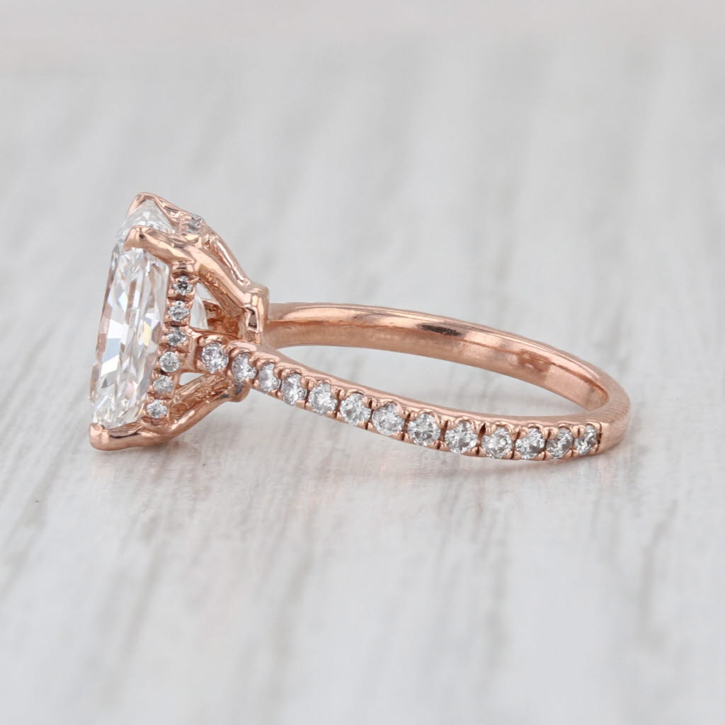 2.87ctw Lab Grown Diamond Engagement Ring 14k Rose Gold Size 3.75 IGI