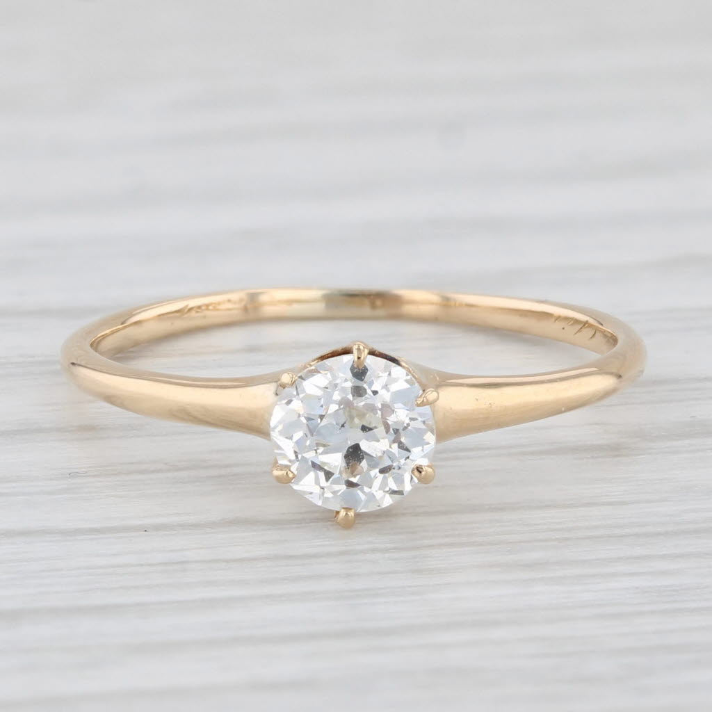 Light Gray Antique William Wise & Son 0.54ct Diamond Solitaire Ring 18k Gold Old Euro Cut