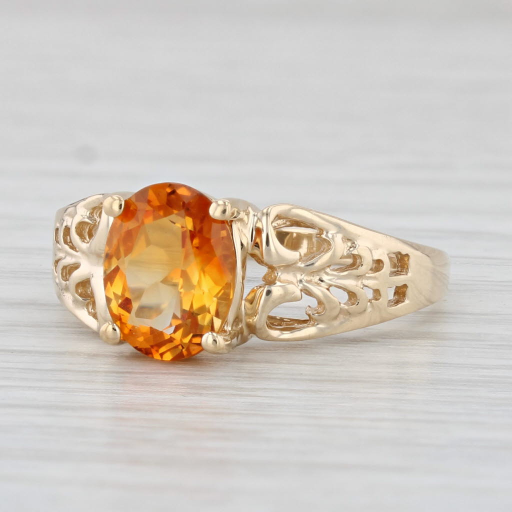 Light Gray 1.70ct Orange Citrine Ring 10k Yellow Gold Size 8 Oval Solitaire