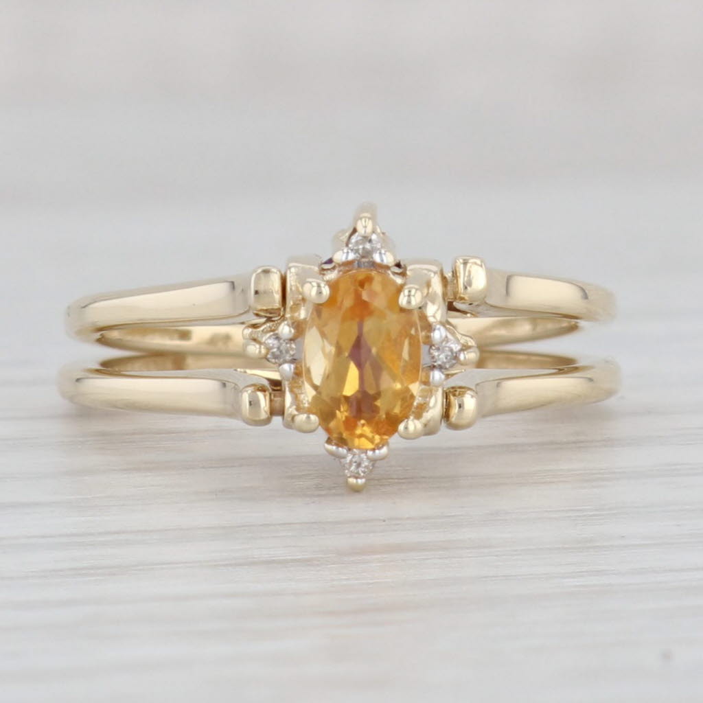 Light Gray 0.86ctw Citrine Amethyst Diamond Reversible Ring 14k Yellow Gold Size 7