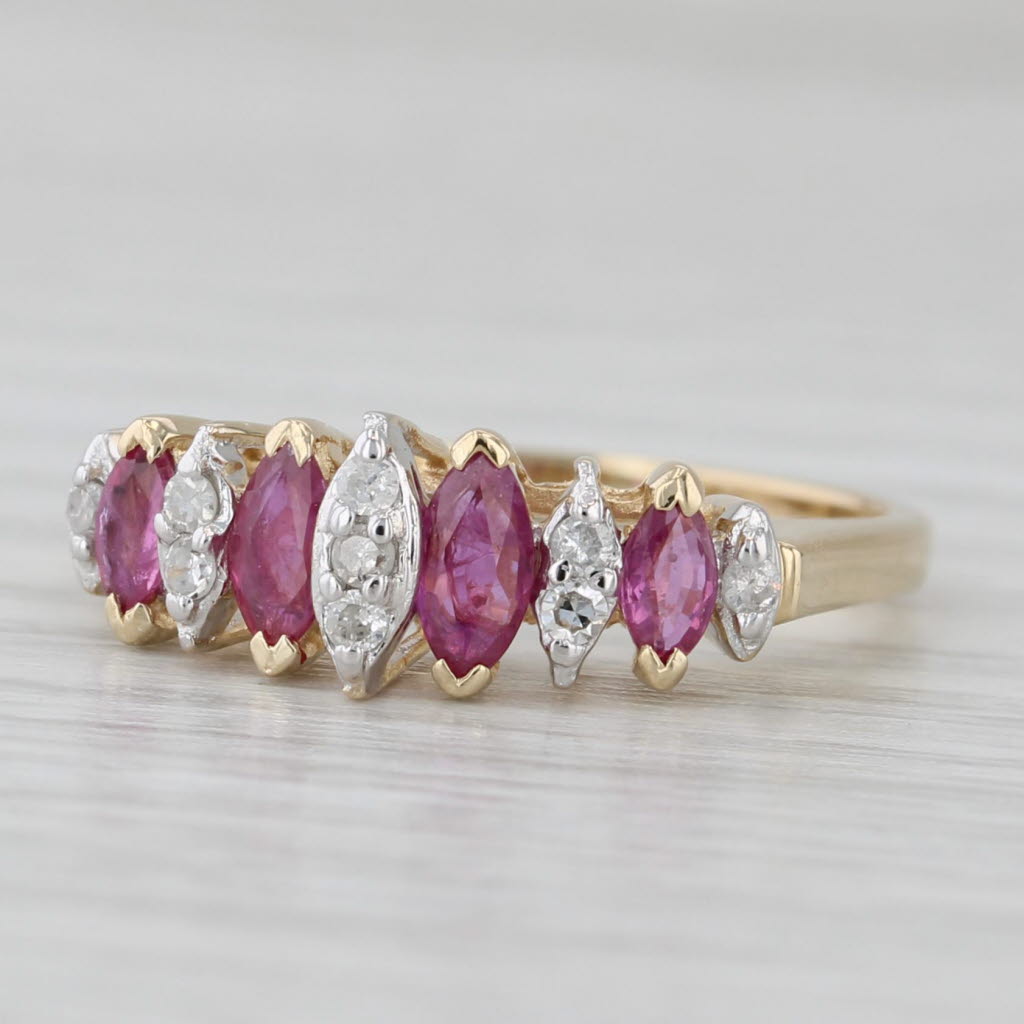 Light Gray 0.60ctw Ruby Diamond Ring 14k Yellow Gold Size 5 Tiered Stackable