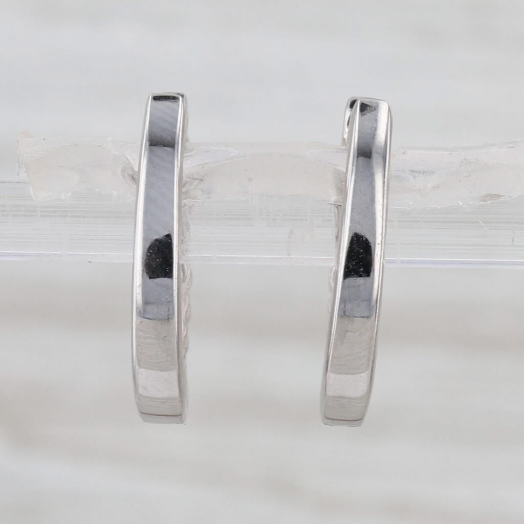 0.30ctw Diamond Hoop Earrings 14k White Gold Snap Top Hinged Hoops