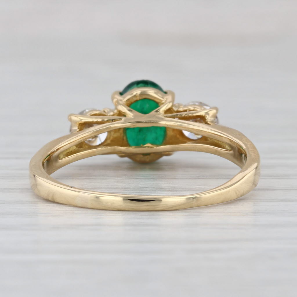 2.25ctw Emerald Diamond Ring 18k Yellow Gold Size 10.5 3-Stone Engagement