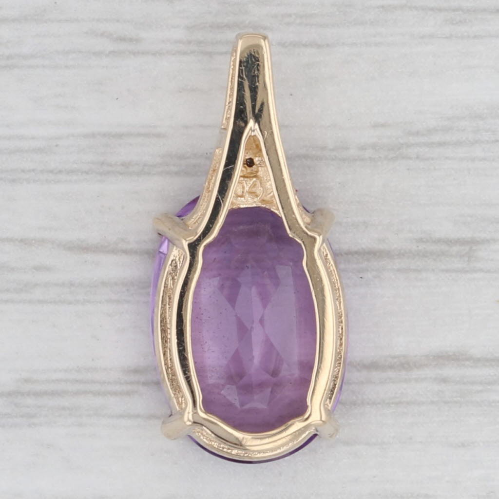 Light Gray 5.50ct Oval Amethyst Diamond Pendant 10k Yellow Gold