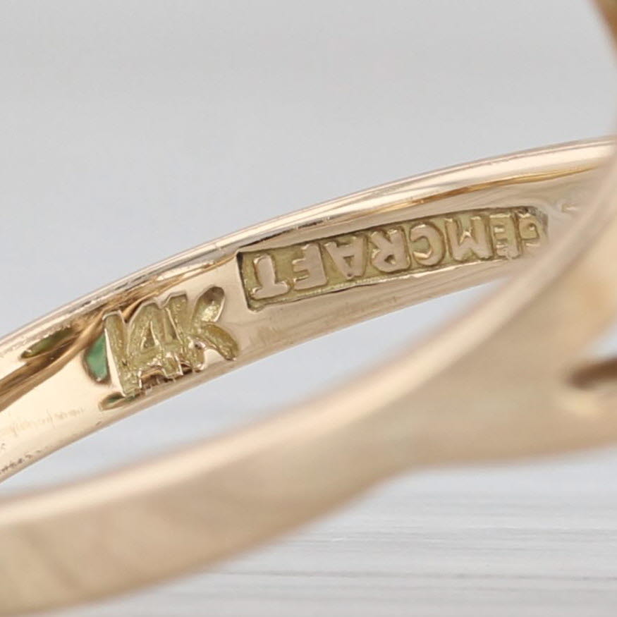 Jade Emerald Onyx Cabochon Cocktail Ring 14k Yellow Gold Size 4