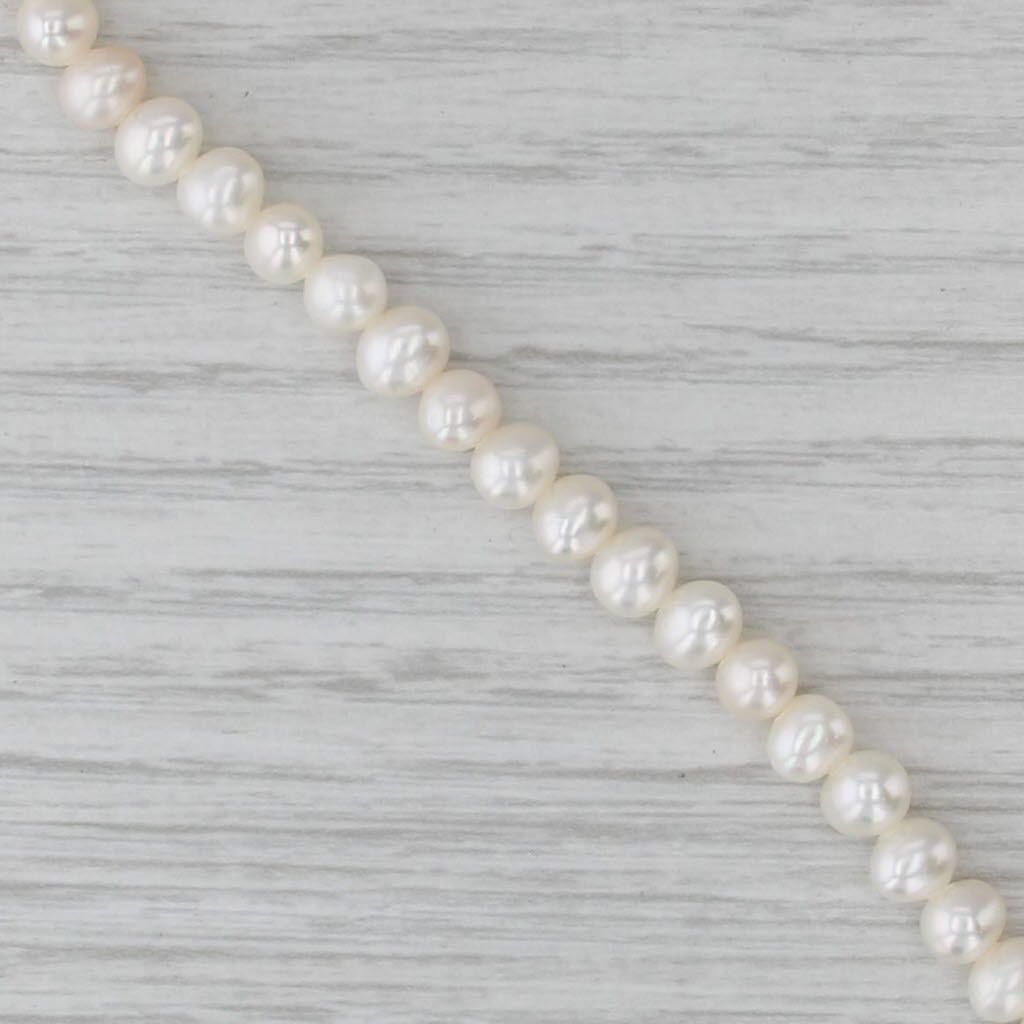 Single Pearl Strand Bead Bracelet 10k Yellow Gold 7" 4.8-5.6mm