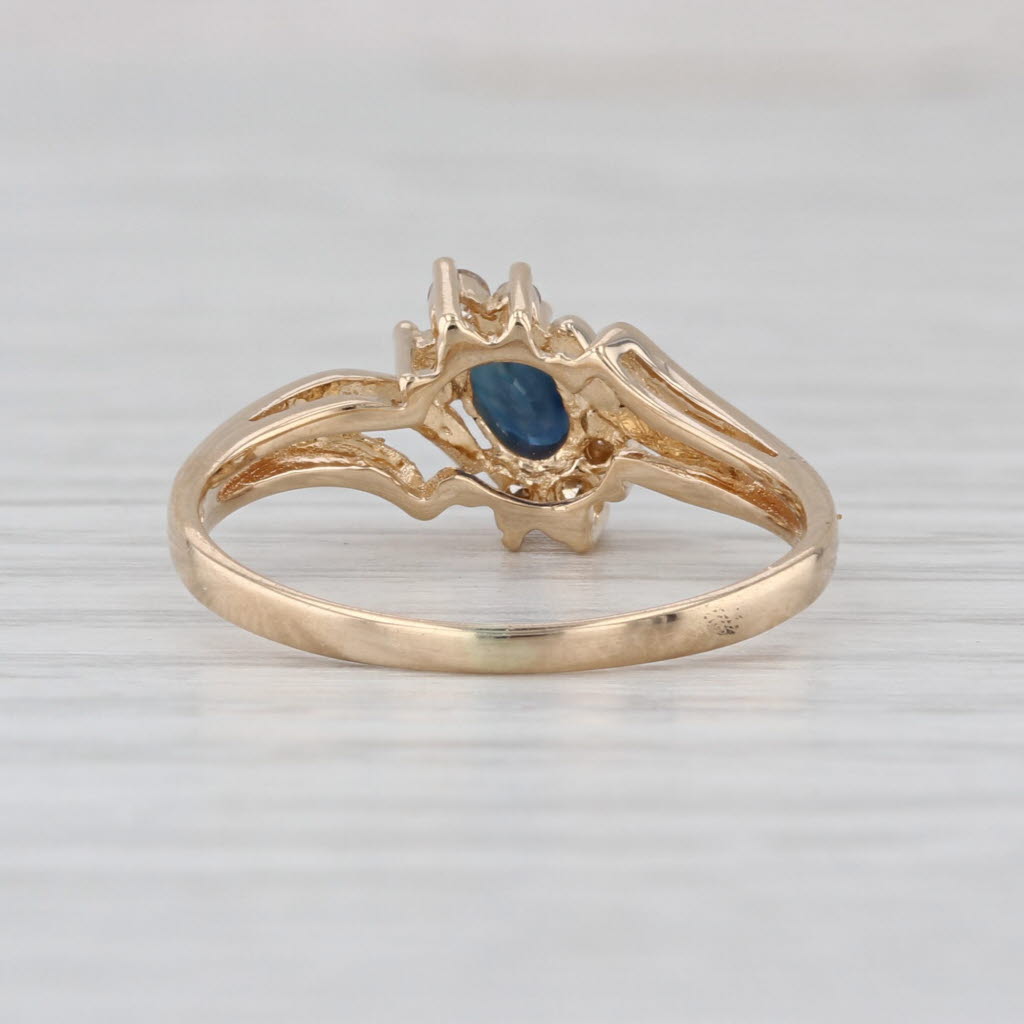 0.27ctw Oval Blue Sapphire Diamond Ring 14k Yellow Gold Size 6.5