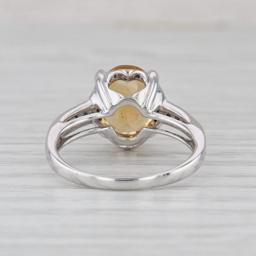 2.43ctw Oval Citrine Diamond Halo Ring 14k White Gold Size 6.75