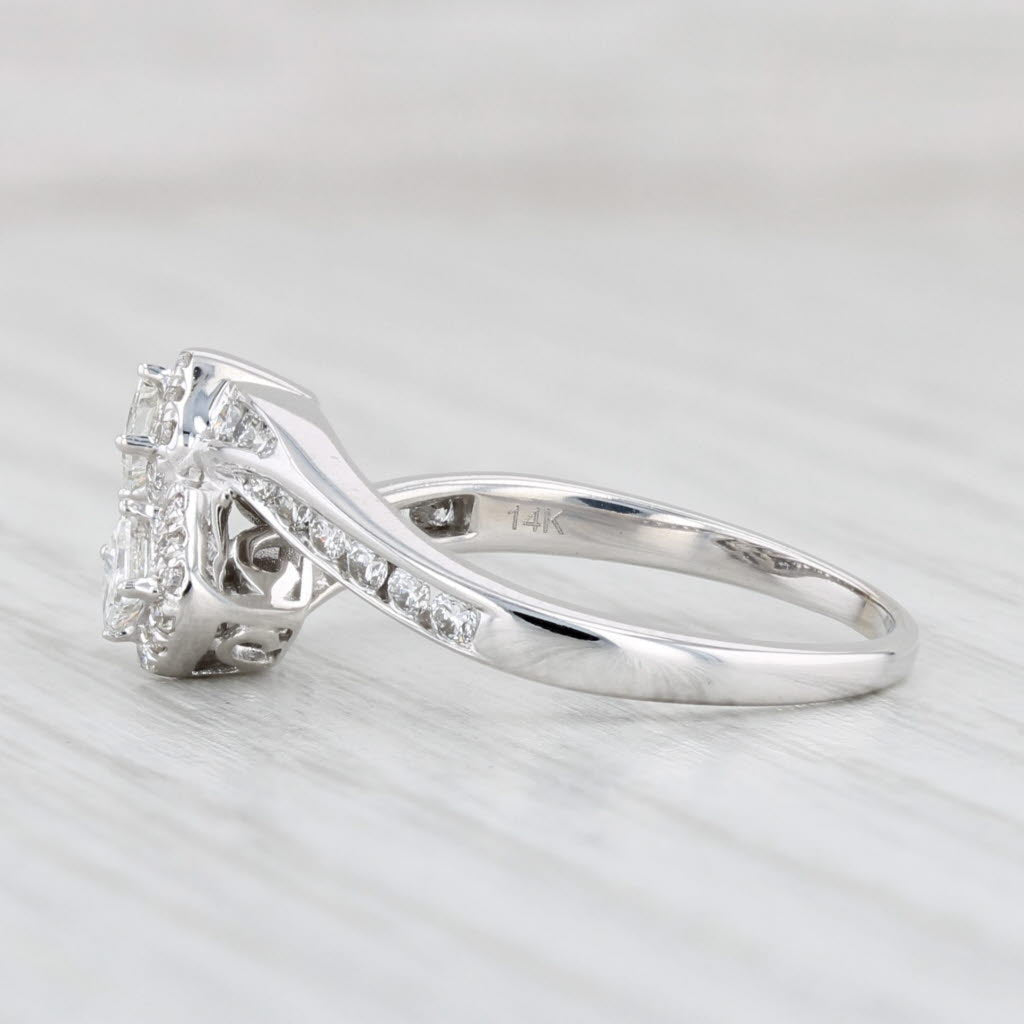 Light Gray 0.60ctw 2 Diamond Halo Bypass Ring 14k White Gold Sz 6.5 Engagement Anniversary