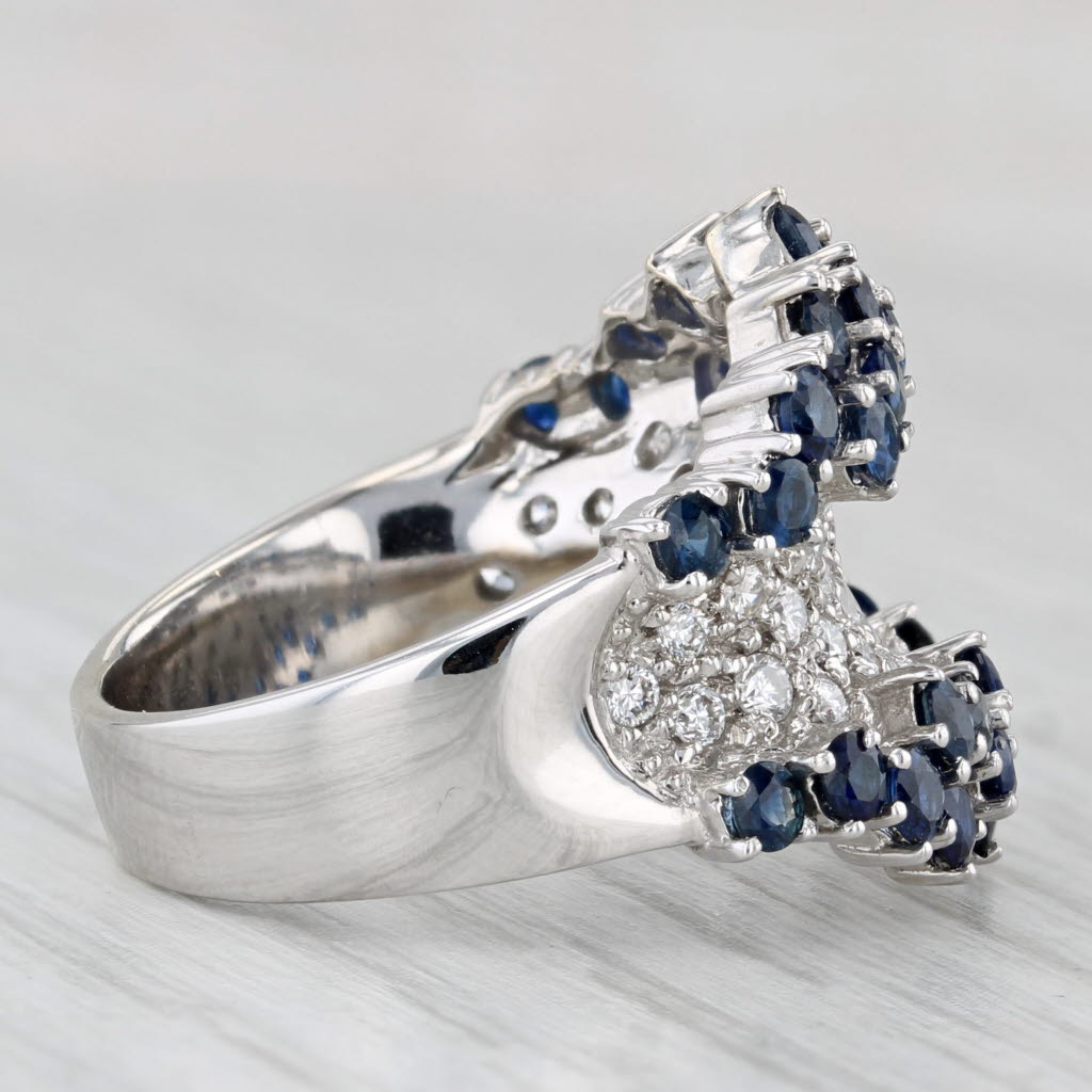 Light Gray 2.99ctw Blue Sapphire Diamond Cluster Cocktail Ring 14k White Gold Size 6