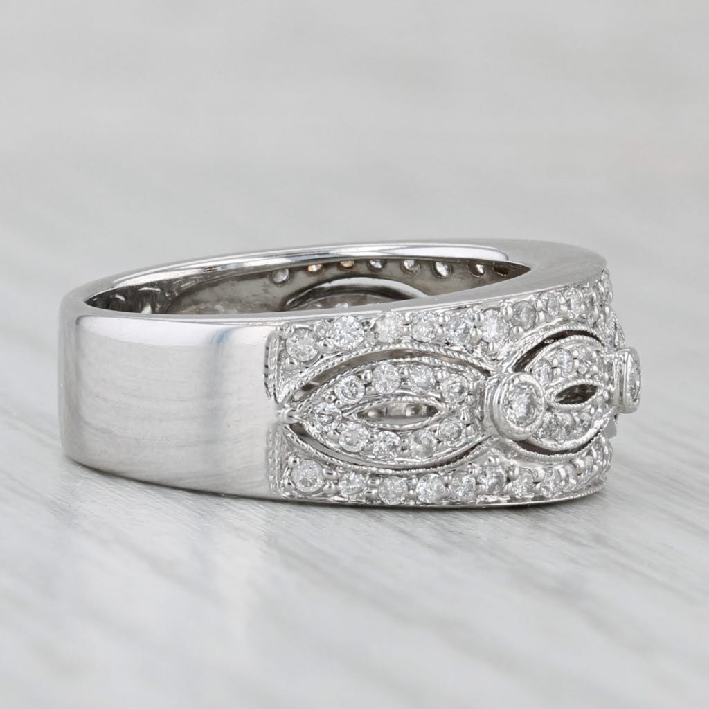 Light Gray 0.45ctw Open Work Diamond Ring 14k White Gold Size 5