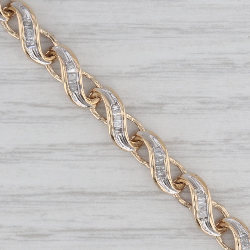 Gray 7" Diamond Scalloped Linked Bracelet 10k Yellow Gold